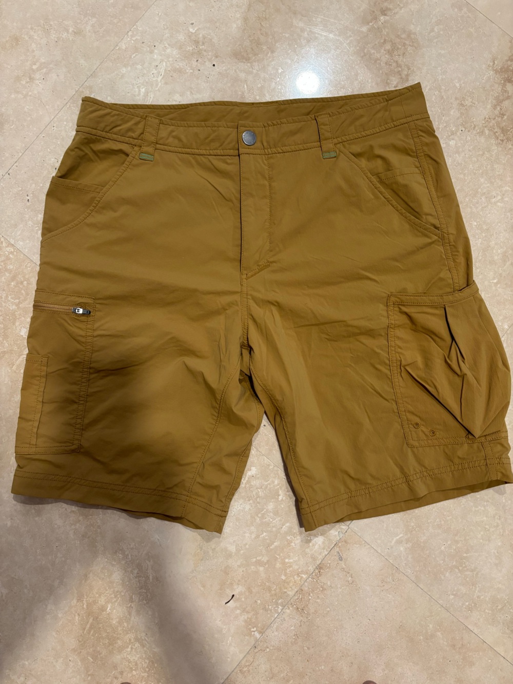Men's Exofficio Quick-Dry Cargo  Shorts in Mustard Brown -Size 34
